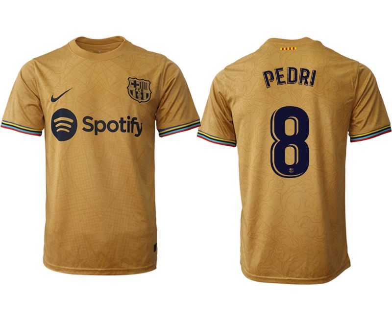 Men 2022-2023 Club Barcelona away aaa version yellow #8 Soccer Jerseys->barcelona jersey->Soccer Club Jersey